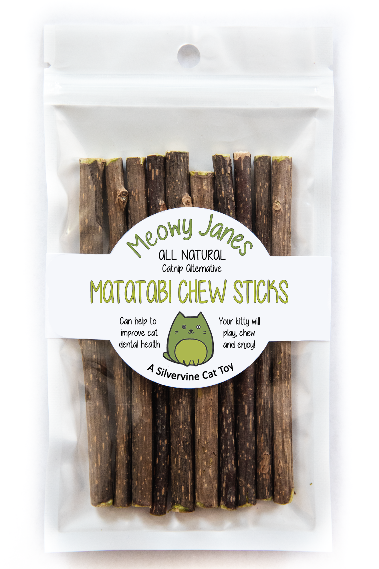 A bag of matatabi chew sticks for cats