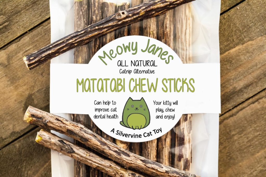 A bag of matatabi chew sticks for cats