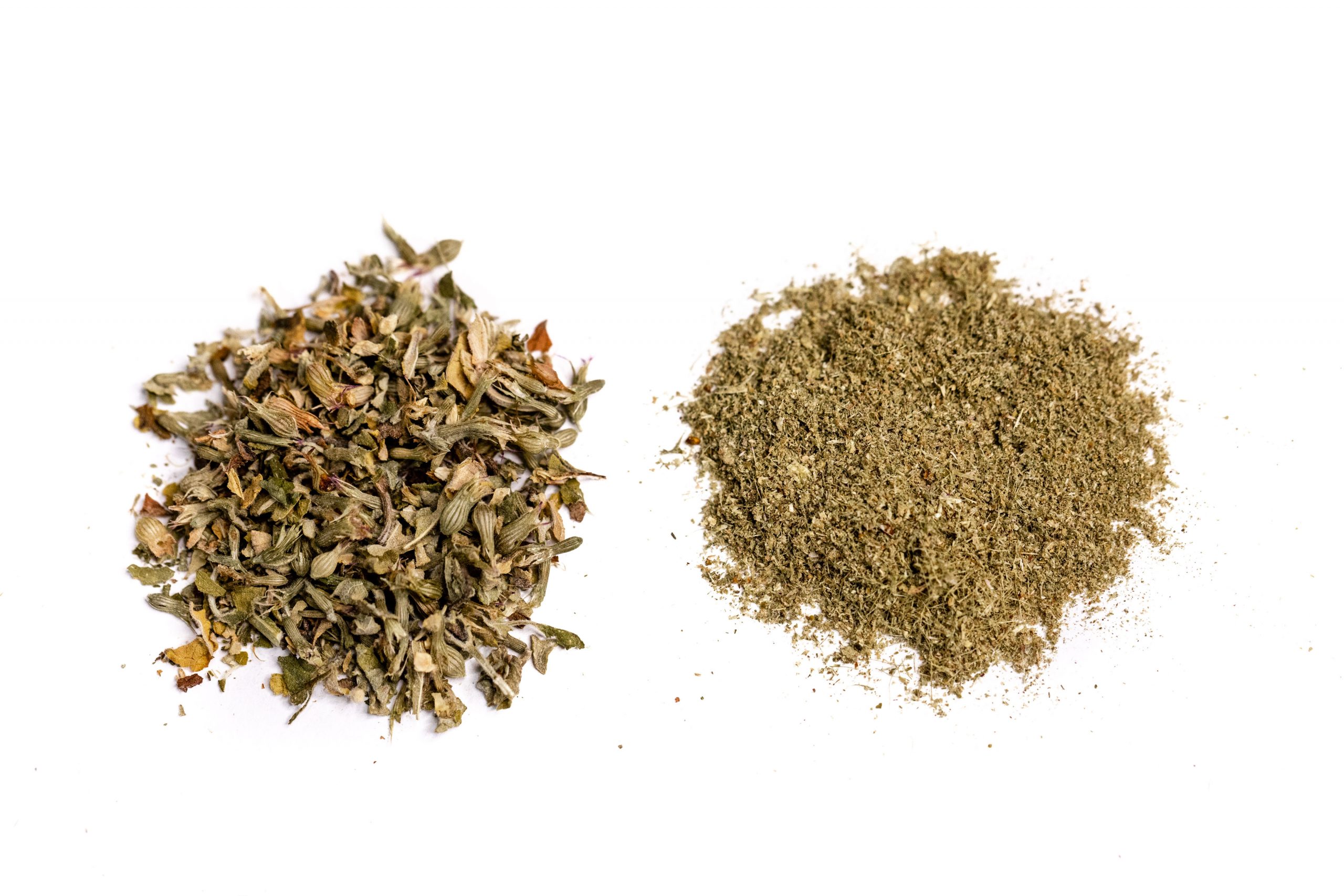 Catnip dried and also ground up in piles