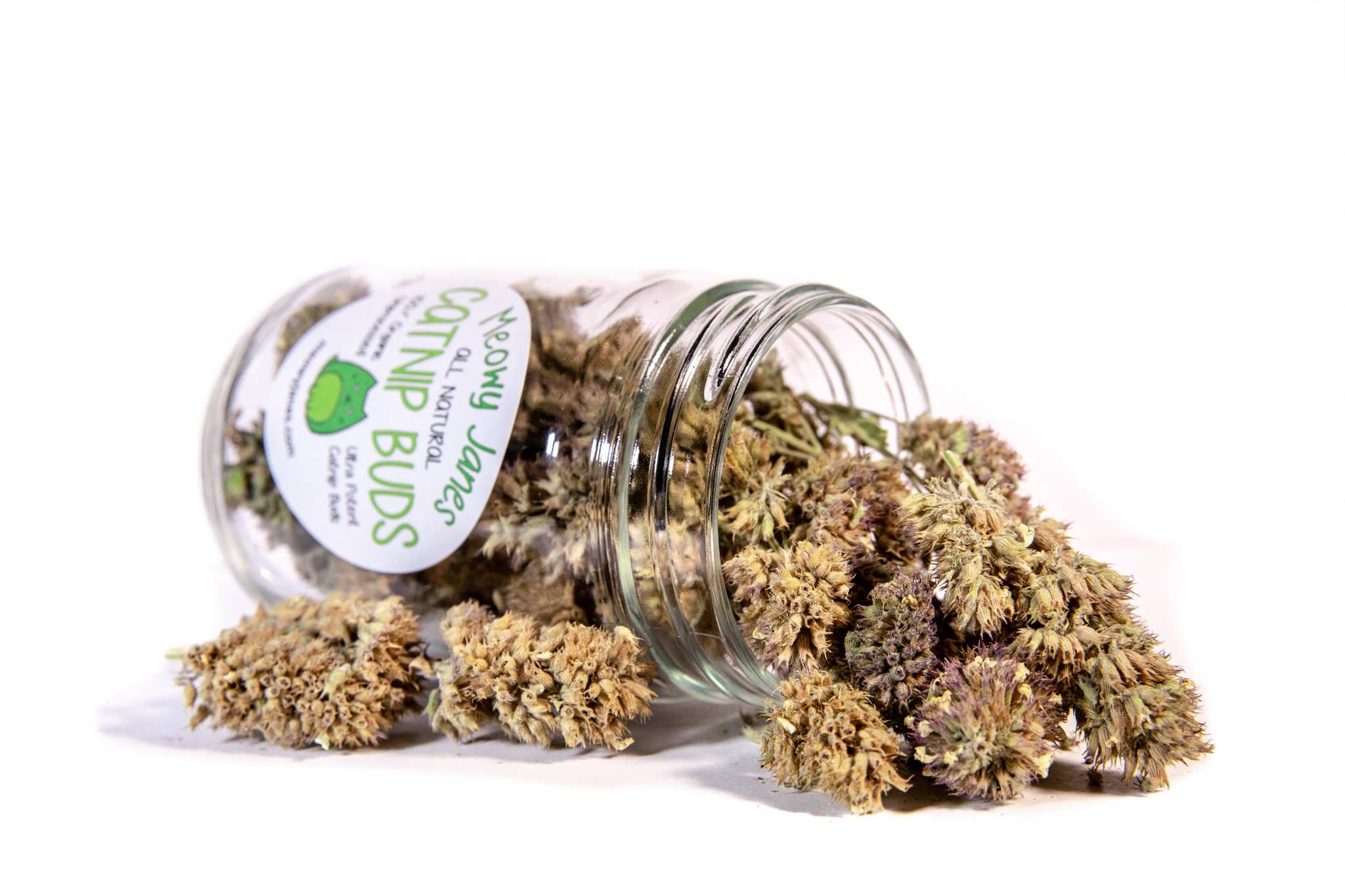 A jar of catnip buds