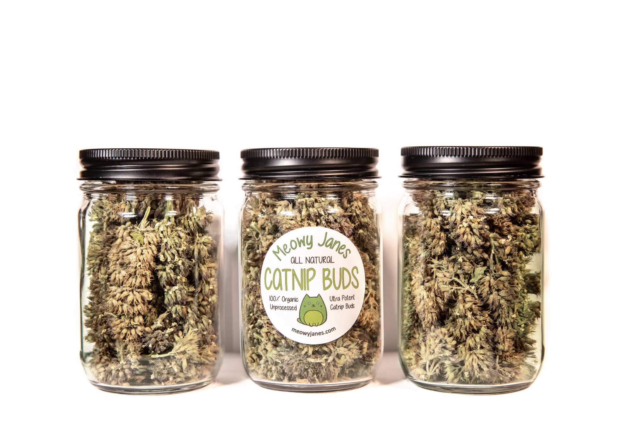A jar of catnip buds
