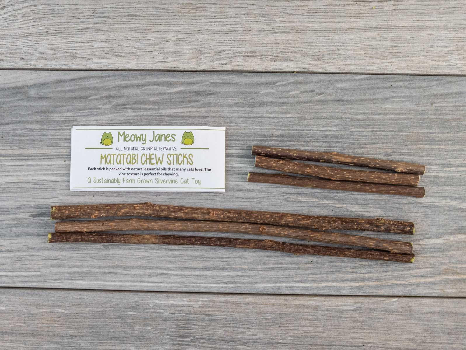 Matatabi chew sticks that larger longer than the typical length for cats