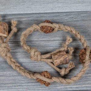 A braided rope with silvervine fruit