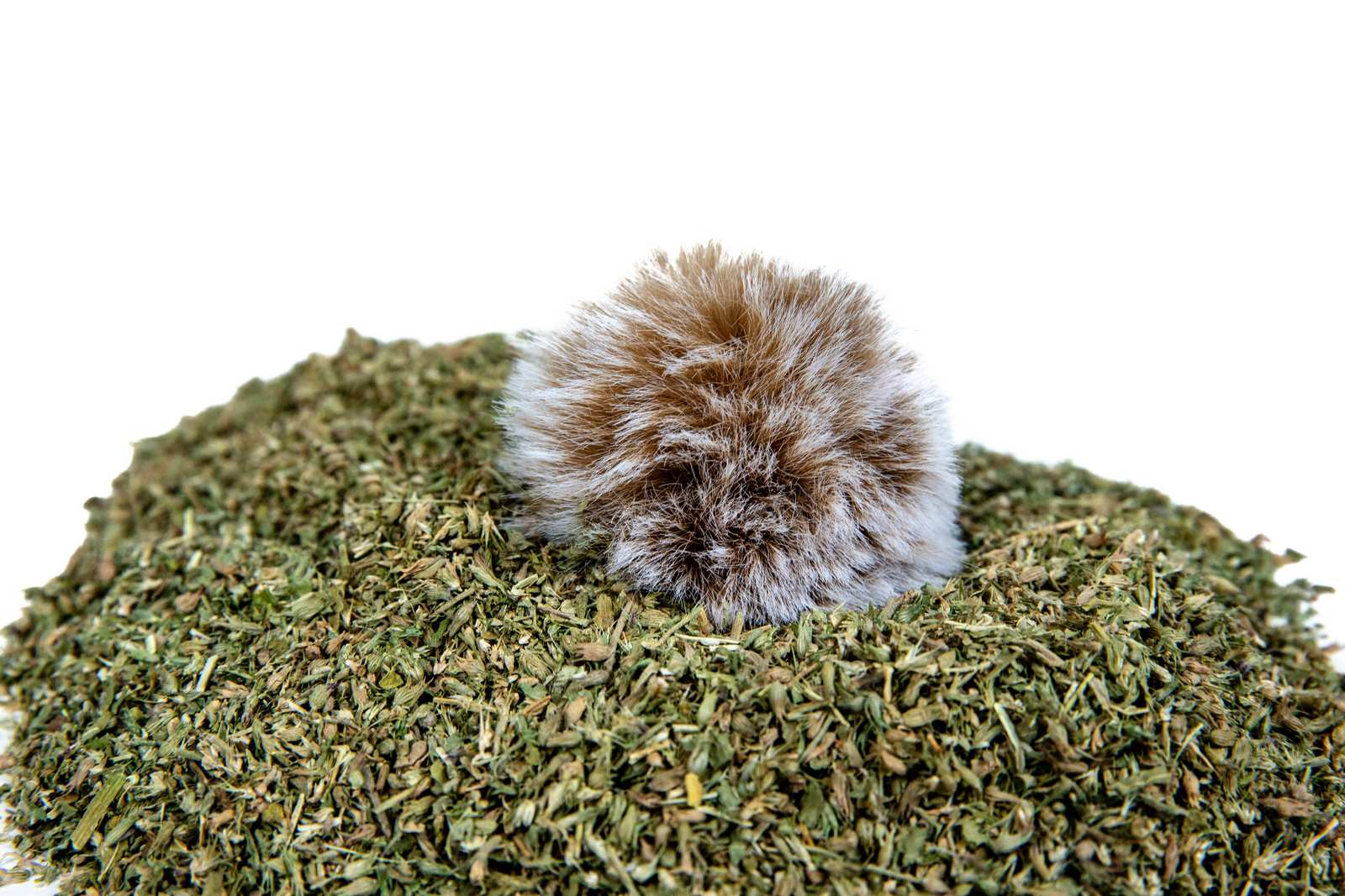 A pile of catnip and ball toy