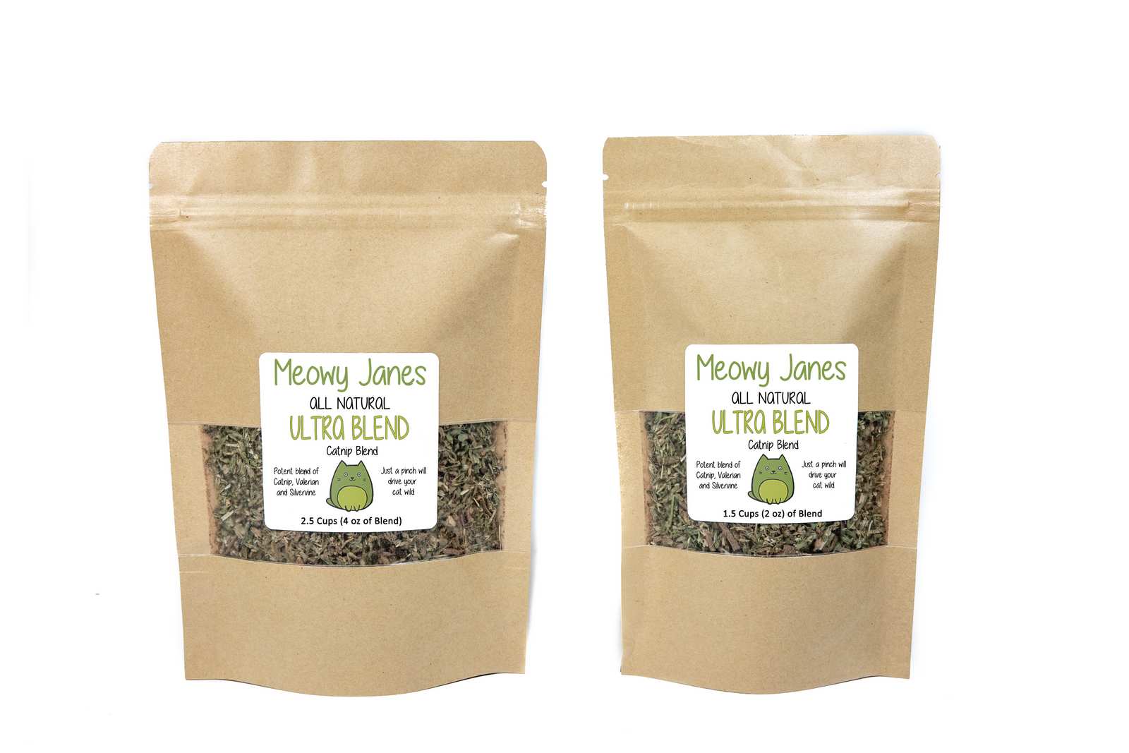 A resealable bag of ultrablend in two sizes