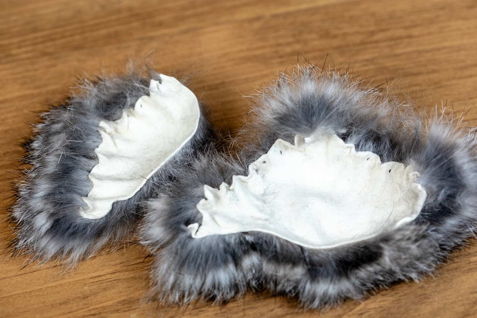 The underside of the hide of rabbit fur