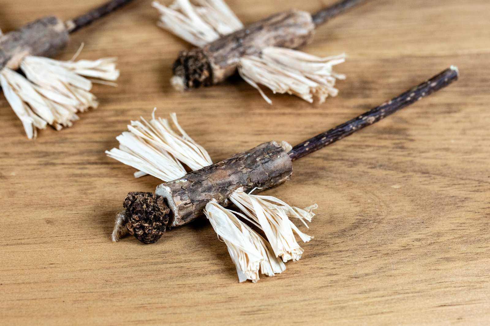 A dragon fly cat toys made out of the matatabi plant.